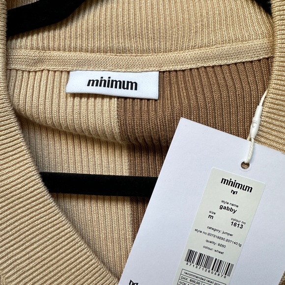 Minimum Ribbed Sweater in Tan and Cream - Picture 2 of 14